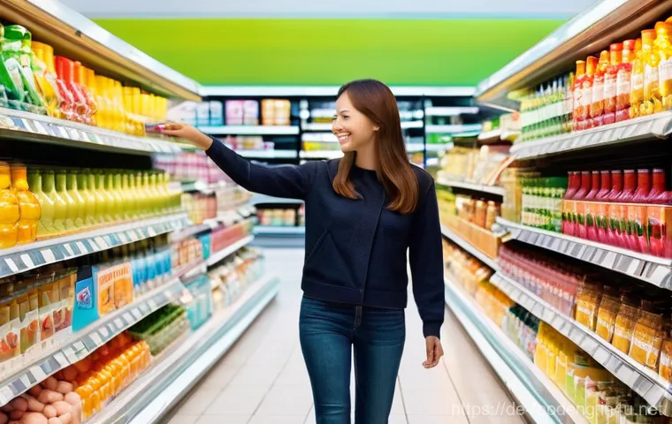 천연색소와 합성색소 비교 - **Prompt 1: The Irresistible Charm of a Colorful Grocery Aisle**
    "A wide, inviting shot of a mod...