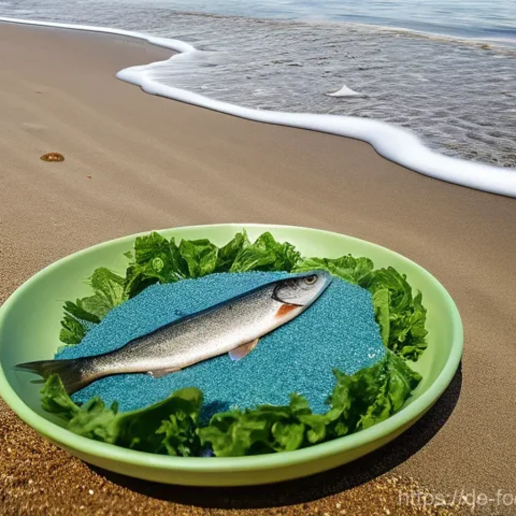 식품과 미세플라스틱 문제 - **Prompt: The Microplastic Cycle's Unseen Journey**
    A composite image depicting the subtle and p...