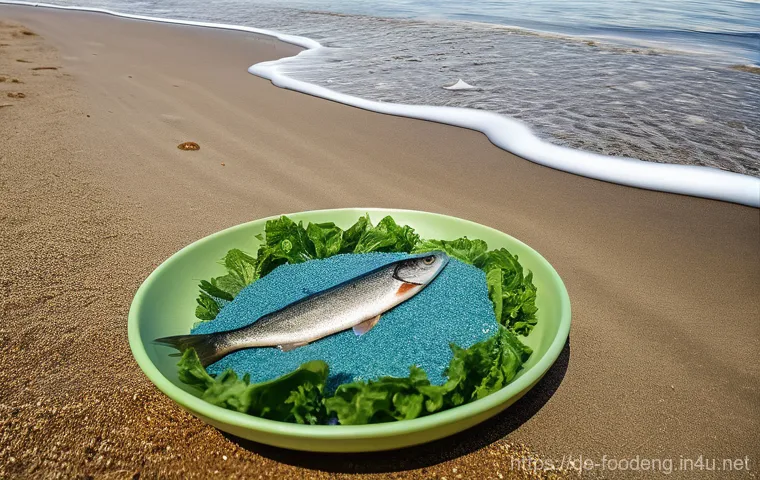 식품과 미세플라스틱 문제 - **Prompt: The Microplastic Cycle's Unseen Journey**
    A composite image depicting the subtle and p...